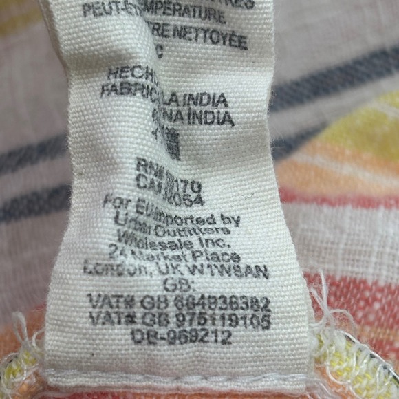 Free People Striped Ruffle Short Sleeve Tunic Top Cotton Gauze Womens Size Large - Picture 7 of 16